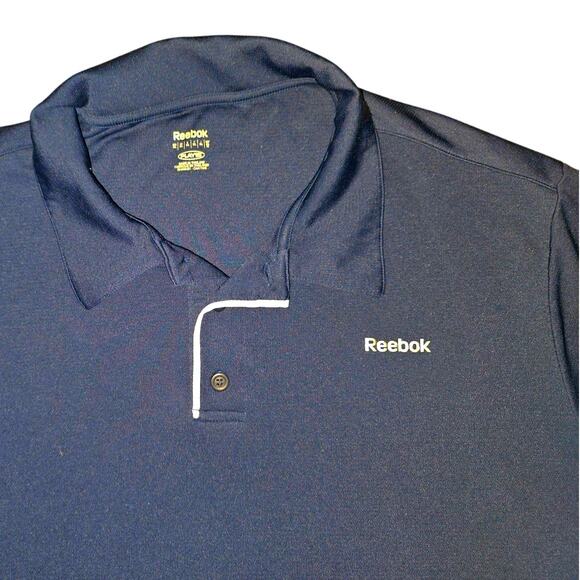 Reebok Play Dry Polo Mens Size XL Navy Blue with white trim - Picture 2 of 5